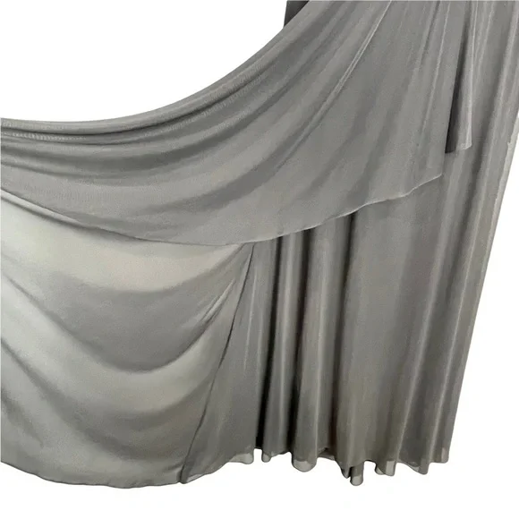 VM COLLECTION ILLUSION CAP SLEEVE RUCHED BUST BEADED FORMAL EVENING GOWN - Picture 12 of 16